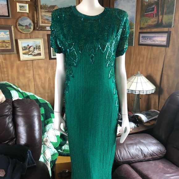 Vintage Silk Old Hollywood Glam Flapper Style Dress - Picture 5 of 10